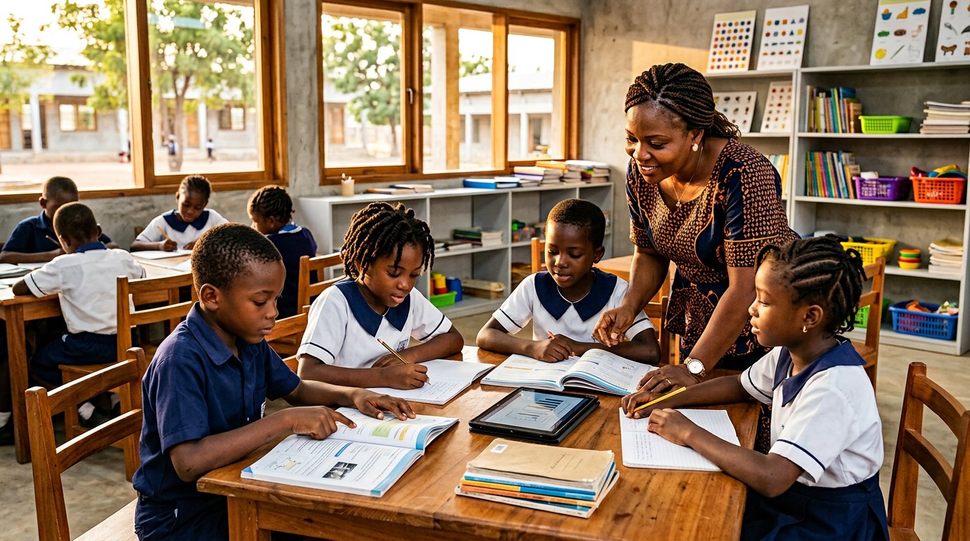 Élèves qui apprennent dans une salle de classe lumineuse